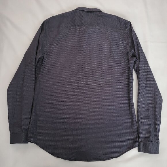 COS Men's Slim Fit Printed Navy Blue And White Long Sleeve Shirt Size 15 3/4 - Picture 3 of 10